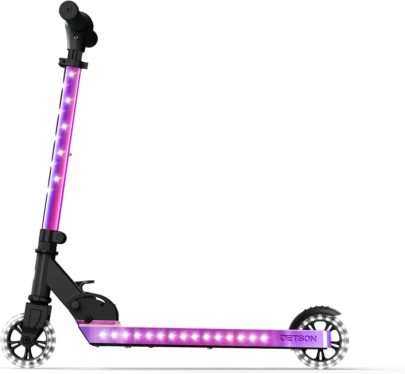 Jetson Scooters - Jupiter Kick Scooter - Collapsible Portable Kids Push Scooter - Lightweight Folding Design with High Visibility RGB Light Up LEDs on Stem, Wheels, and Deck