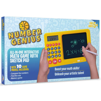 CoolToys Number Genius - Interactive Electronic Math Game with Sketch Pad - Educational Math Learning Games for Kids: Addition, Subtraction, Multiplication, Division, Number Comparison&Logic - Yellow