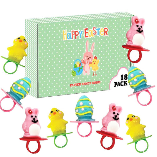 Easter Candy Ring Pops - 18 Individually Wrapped Suckers Bulk Variety Pack - Candy for Easter Baskets - Egg Hunts