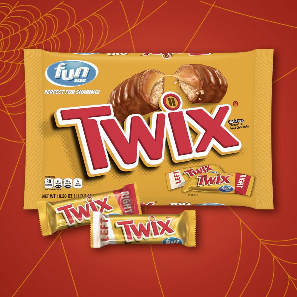 TWIX Fun Size Caramel Cookie Chocolate Candy Bars - 18.28 oz Bulk Candy Jumbo Bag
