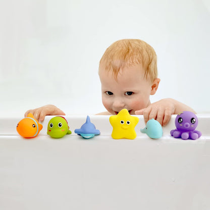 Mold Free Infant Bath Toys for 18 Months - No Hole Animal Bathtub Toys, Baby Bath Tub Toys No Mold (Ocean)