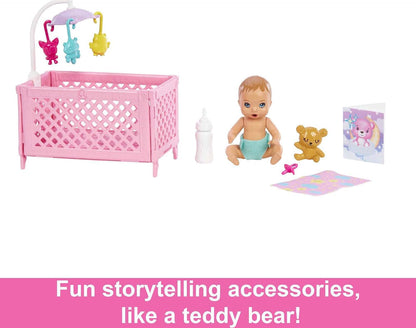 Barbie Skipper Babysitters Inc Crib Playset with Skipper Doll, Baby Doll with Sleepy Eyes, Furniture & Accessories