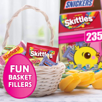 SNICKERS, SKITTLES, TWIX, STARBURST, & MILKY WAY Assorted Egg Hunt Easter Candy Bulk Variety Pack, 87.35 oz, 235 Piece Bag