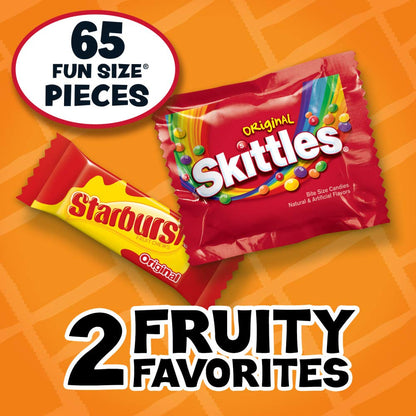 SKITTLES & STARBURST Fun Size Chewy Easter Candy Assortment, 31.9 oz, 65 Pieces Bag