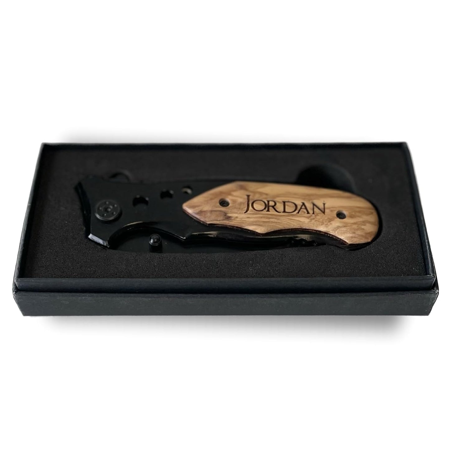 Personalized Engraved Pocket Knife With 3.50 Inch Black Blade With Gift Box