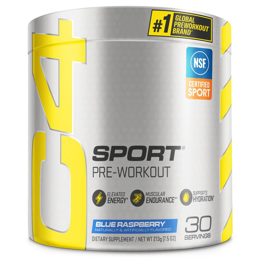 Cellucor C4 Sport Pre Workout Powder Blue Raspberry - Pre Workout Energy with Creatine + 135mg Caffeine and Beta-Alanine Performance Blend - NSF Certified for Sport 30 Servings