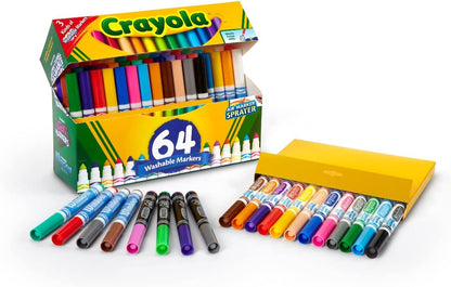 Crayola Washable Marker Set, School Supplies, Gel, Window, Broad Line Markers, 64ct