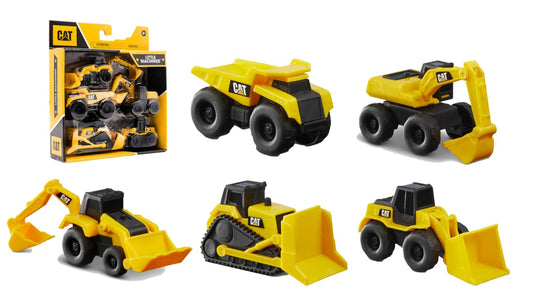 CatToysOfficial 5pck -CAT Construction Truck Toy Set for Kids Ages 3 and Up - Includes Dump Truck, Wheel Loader, Bulldozer, Backhoe, and Excavator Construction Vehicles with Moving Parts, Cake Toppers