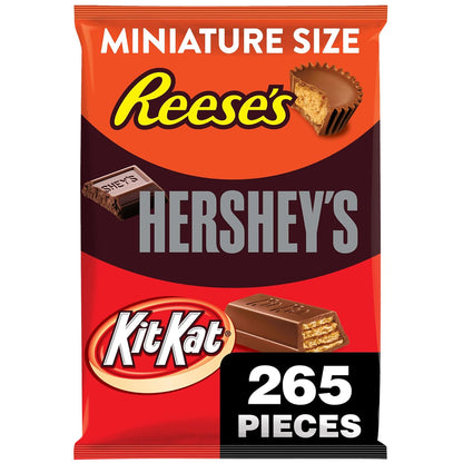 HERSHEY'S, KIT KAT and REESE'S Assorted Milk Chocolate, Easter Candy Variety Bag, 80.39 oz (265 Pieces)