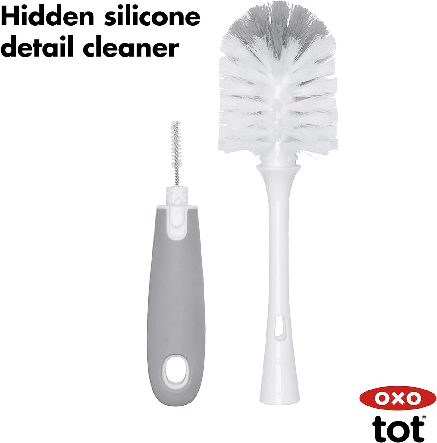 OXO Tot Bottle Brush with Nipple Cleaner and Stand - Gray