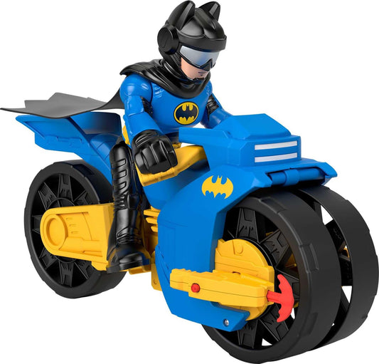 Imaginext DC Super Friends Batman Toys, XL Batcycle with Projectile Launcher & XL Batman Figure, Each 10 Inches, Ages 3+ Years