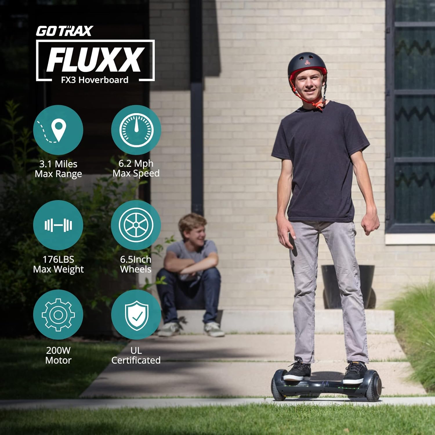 Fluxx Hoverboard with 6.5" LED Wheels & Headlight, Max 3.1Miles Range & 6.2mph Power by 200W Motor, UL2272 Certified Approved and 50.4Wh Battery Self Balancing Scooters for 44-176lbs Kids Adults (Blue)