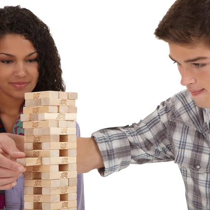 Jenga Classic Game with Genuine Hardwood Blocks, Stacking Tower Game for 1 or More Players, Kids Ages 6 and Up