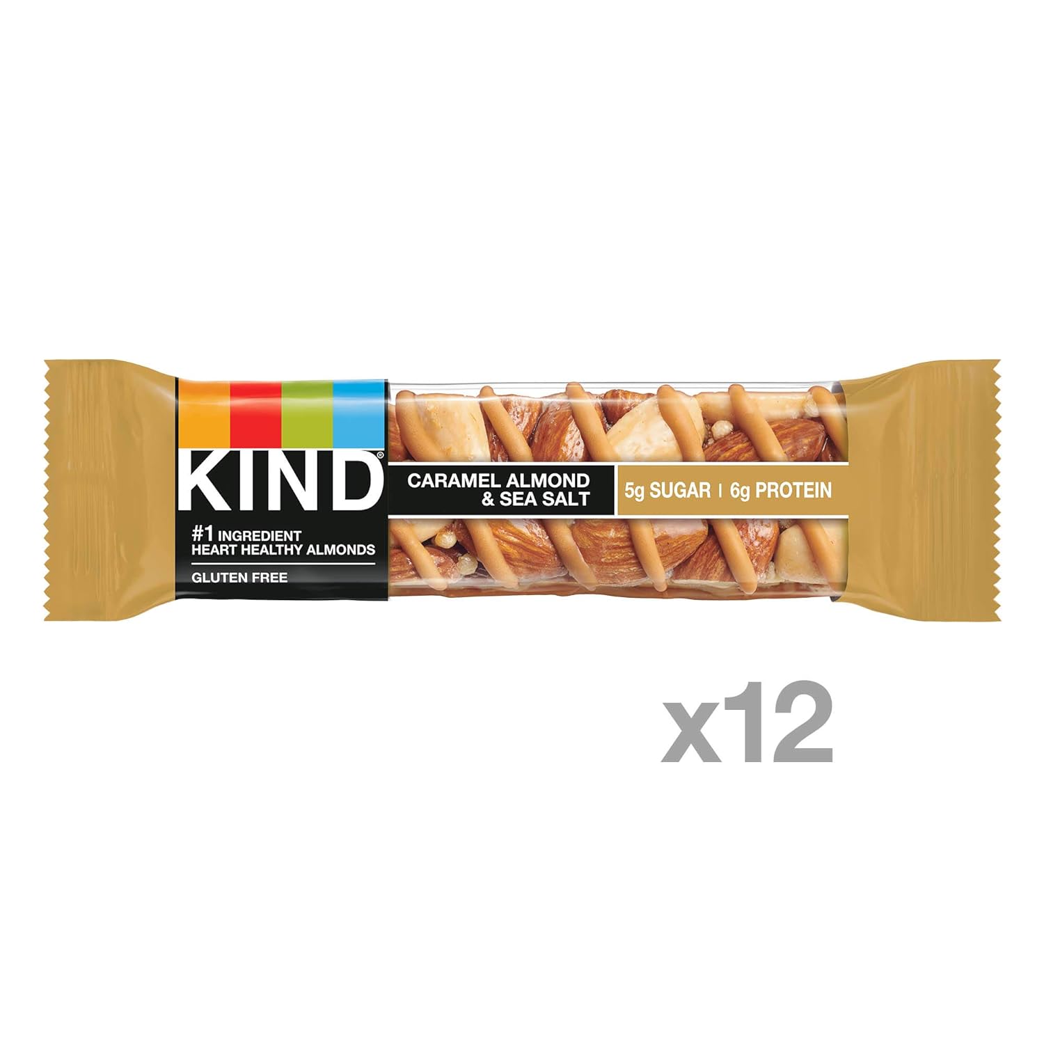 KIND Bars, Caramel Almond & Sea Salt, Healthy Snacks, Gluten Free, Low Sugar, 6g Protein, 12 Count
