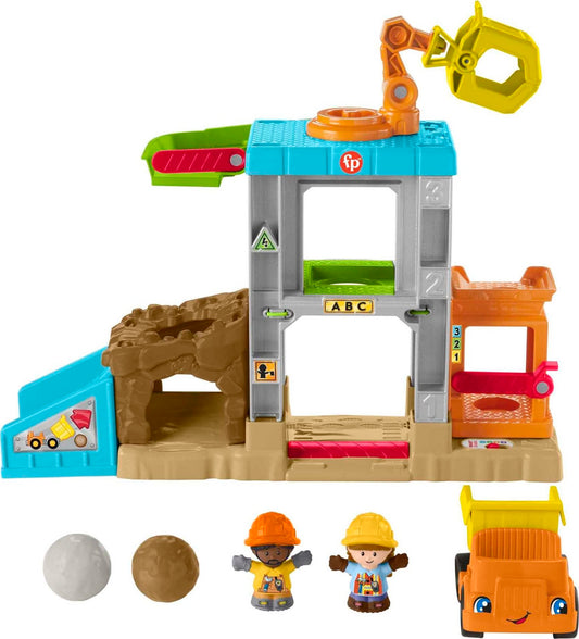 Fisher-Price Little People Toddler Learning Toy Load Up ‘N Learn Construction Site Playset With Dump Truck For Ages 18+ Months