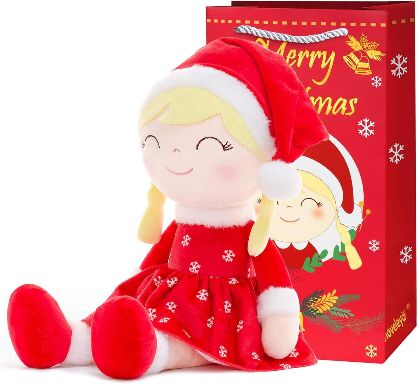 Gloveleya Christmas Dolls Baby Girl Gifts Soft Plush Santa Girl Toy Red 16"