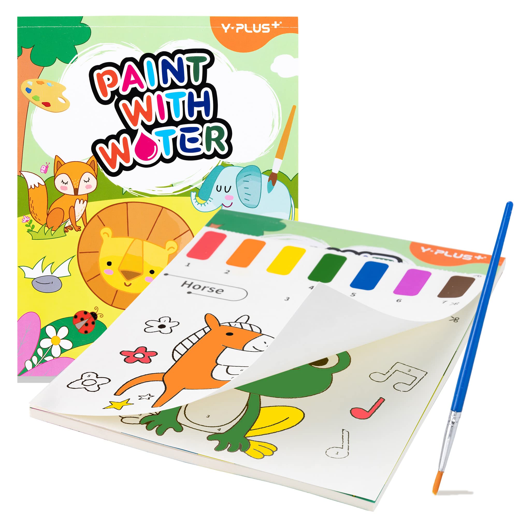 YPLUS Paint with Water Books for Toddlers, Watercolor Painting Paper for Kids Ages 1-3, 2-4, Art Craft Gift for Drawing with Brush, Animals