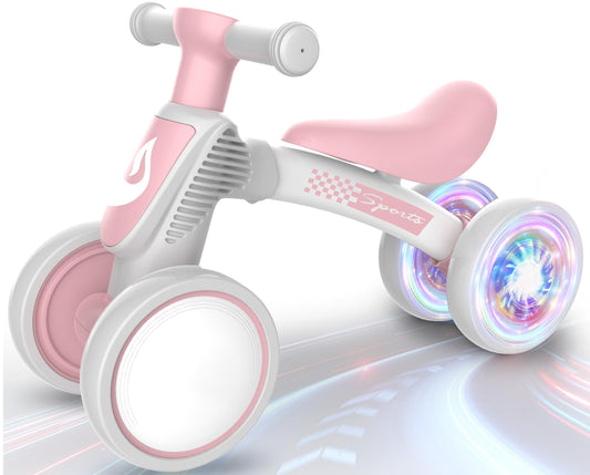 Colorful Lighting Baby Balance Bike Toys for 1 Year Old Girl Gifts, 10-36 Month Toddler Balance Bike, No Pedal 4 Silence Wheels & Soft Seat First Bike, One Year Old Girl Birthday Gifts