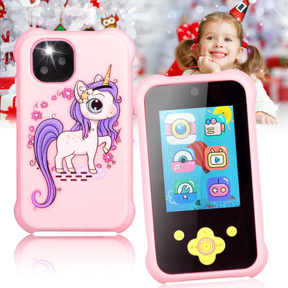 okoium Kids Phone for Girls,2023 Newest Birthday Toys for Ages 3-8,MP3 Music Player Puzzle Games with Flip Camera,Toddler Learning Toys for 3 4 5 6 7 8 Year Old Girl with 3 Camera,32G SD Card