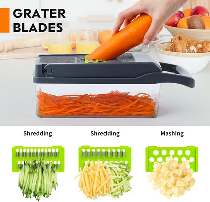 Vegetable Chopper, Pro Onion Chopper, Multifunctional 13 in 1 Food Chopper, Kitchen Vegetable Slicer Dicer Cutter,Veggie Chopper With 8 Blades,Carrot and Garlic Chopper With Container…