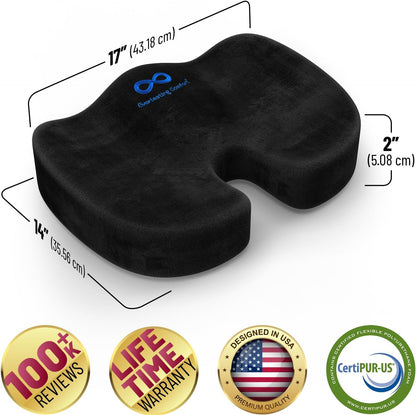 Everlasting Comfort Seat Cushion for Lower Back Pain Relief - Enhances Posture & Support, Provides All-Day Comfort - Non-Slip Tailbone Pain Relief Cushion - Multi-Use Car, Gaming, Office Chair Cushion