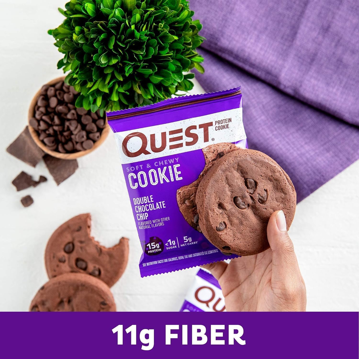 Quest Nutrition Double Chocolate Chip Protein Cookie, High Protein, Low Carb, 12 Count