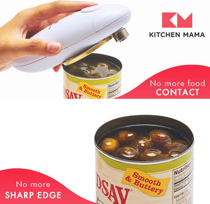 Kitchen Mama Auto Electric Can Opener Christmas Gift Ideas: Open Your Cans with A Simple Press of Button - Automatic, Hands Free, Smooth Edge, Food-Safe, Battery Operated, YES YOU CAN (Red)