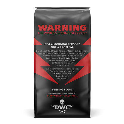 Death Wish Coffee, Organic and Fair Trade Dark Roast Ground Coffee, 16 oz