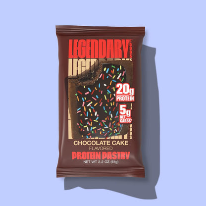 Legendary Foods 20 gr Protein Pastry | Low Carb, Tasty Protein Bar Alternative | Keto Friendly | No Sugar Added | High Protein Breakfast Snacks | Gluten Free Keto Food - Chocolate Cake (8-Pack)