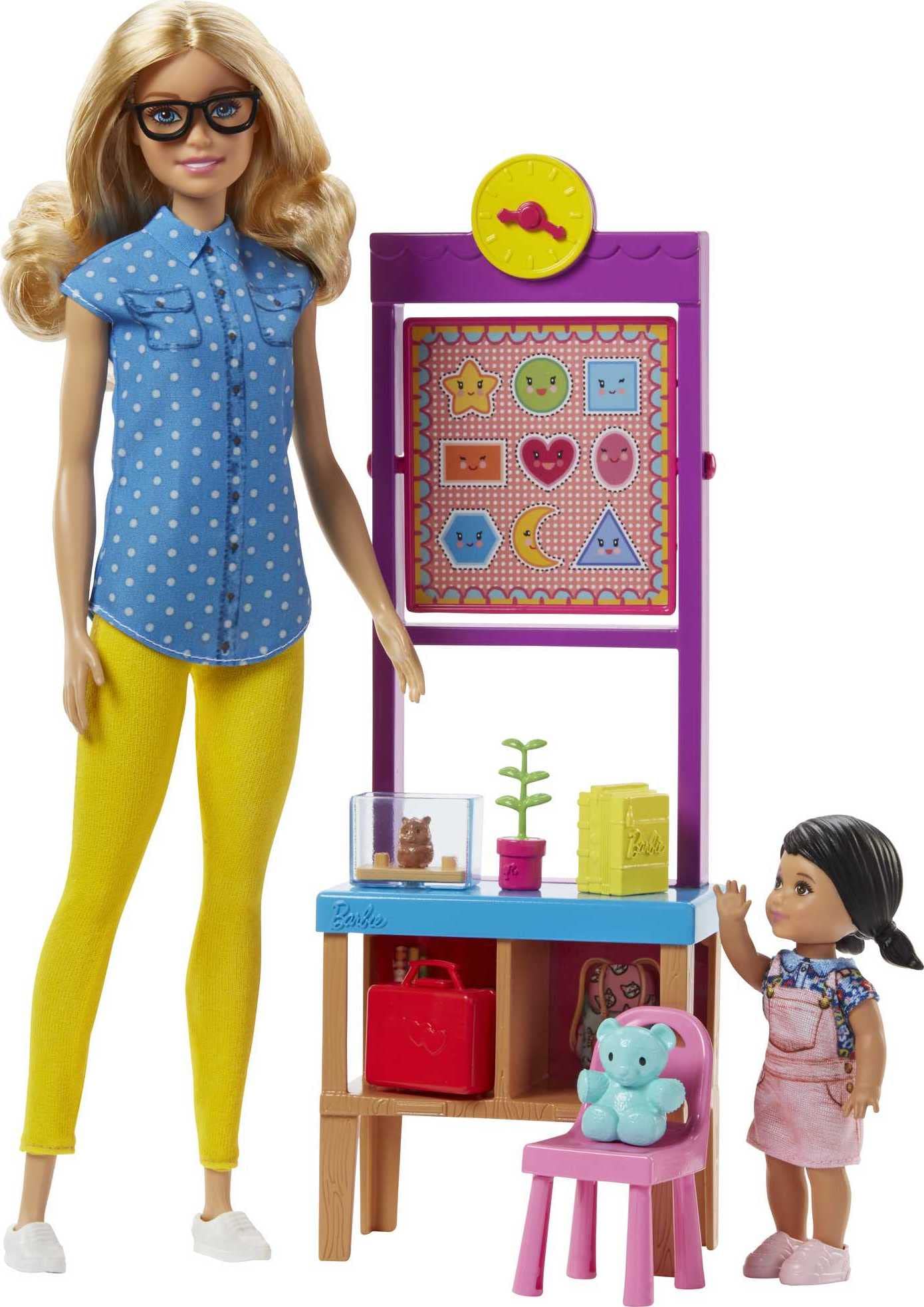 Barbie Teacher Doll with Flipping Blackboard Playset and School-Themed Toys (Amazon Exclusive)