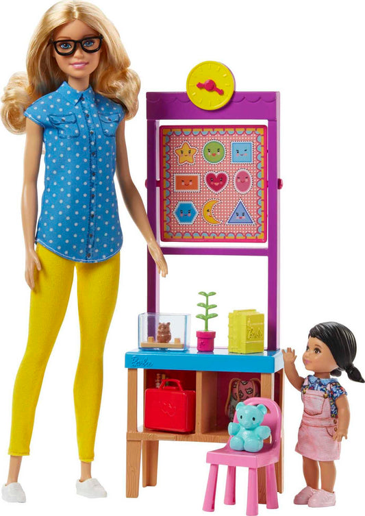 Barbie Teacher Doll with Flipping Blackboard Playset and School-Themed Toys (Amazon Exclusive)