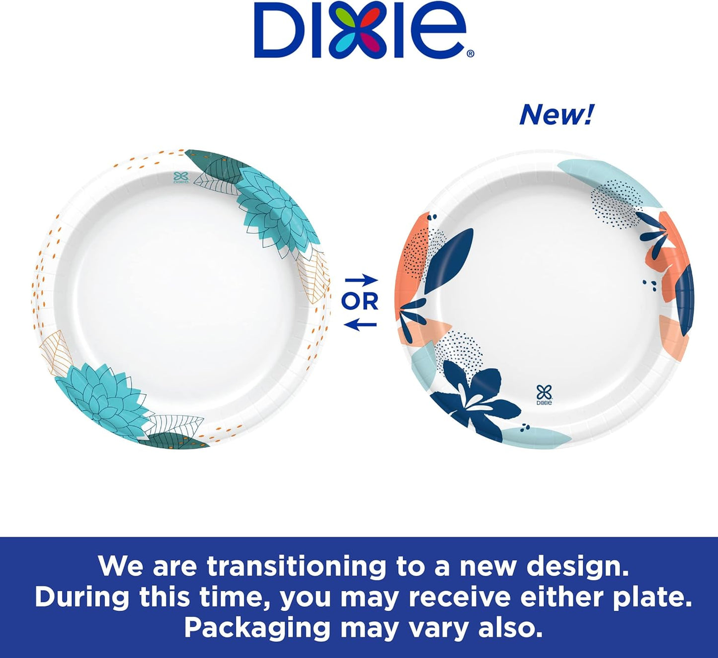 Dixie Paper Plates, 8 1/2 inch, Dinner Size Printed Disposable Plate, 90 Count