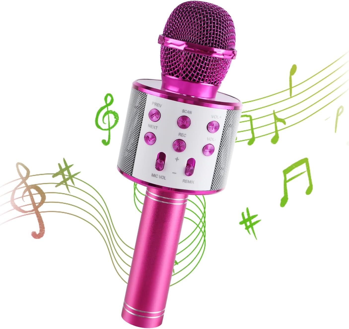 MOZSOY Kids Karaoke Microphone Machine Toy Bluetooth Microphone Portable Wireless Karaoke Machine Handheld, for Girls Boys Adults Birthday Party, Home KTV