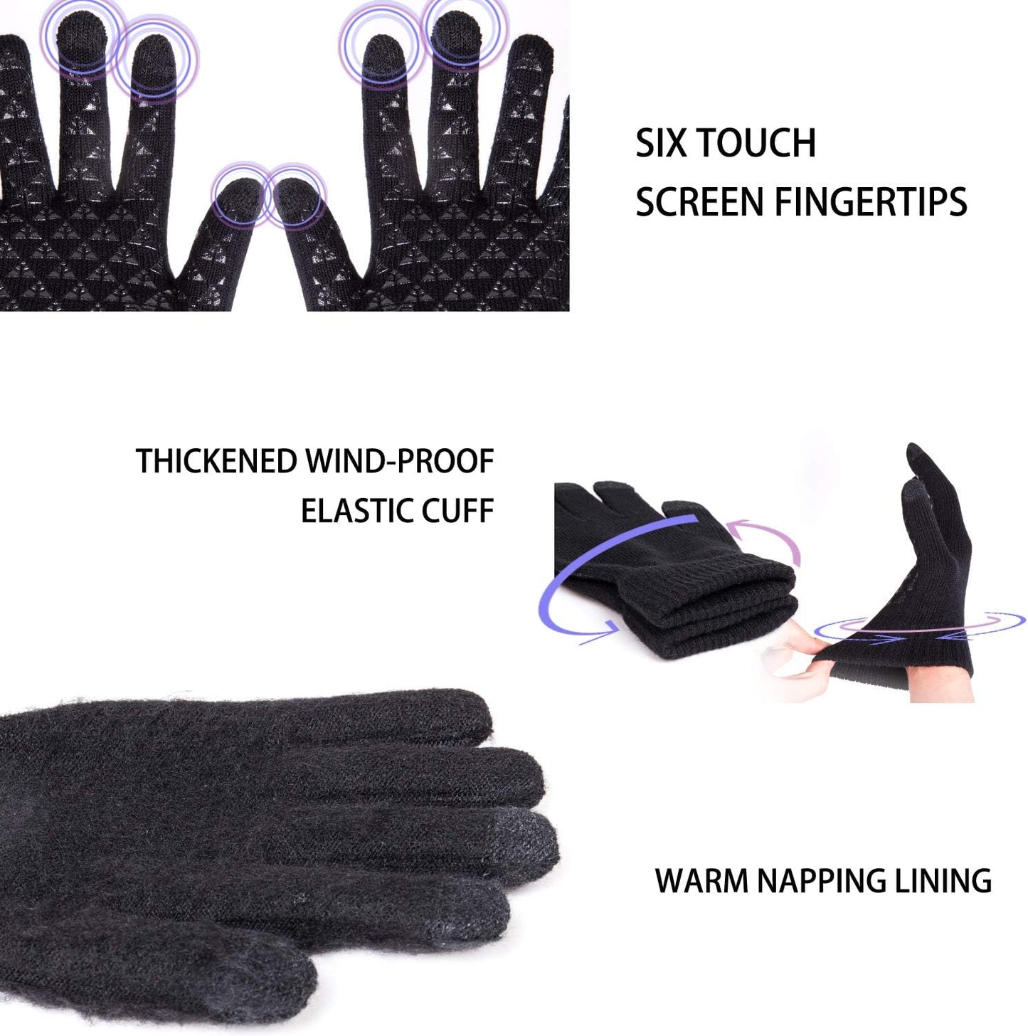 TRENDOUX Winter Gloves for Men Women - Upgraded Touch Screen Cold Weather Thermal Warm Knit Glove for Running Driving Hiking