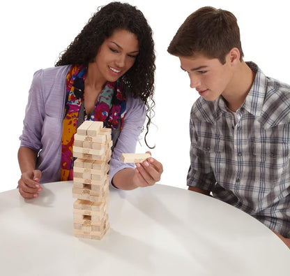 Jenga Classic Game with Genuine Hardwood Blocks, Stacking Tower Game for 1 or More Players, Kids Ages 6 and Up