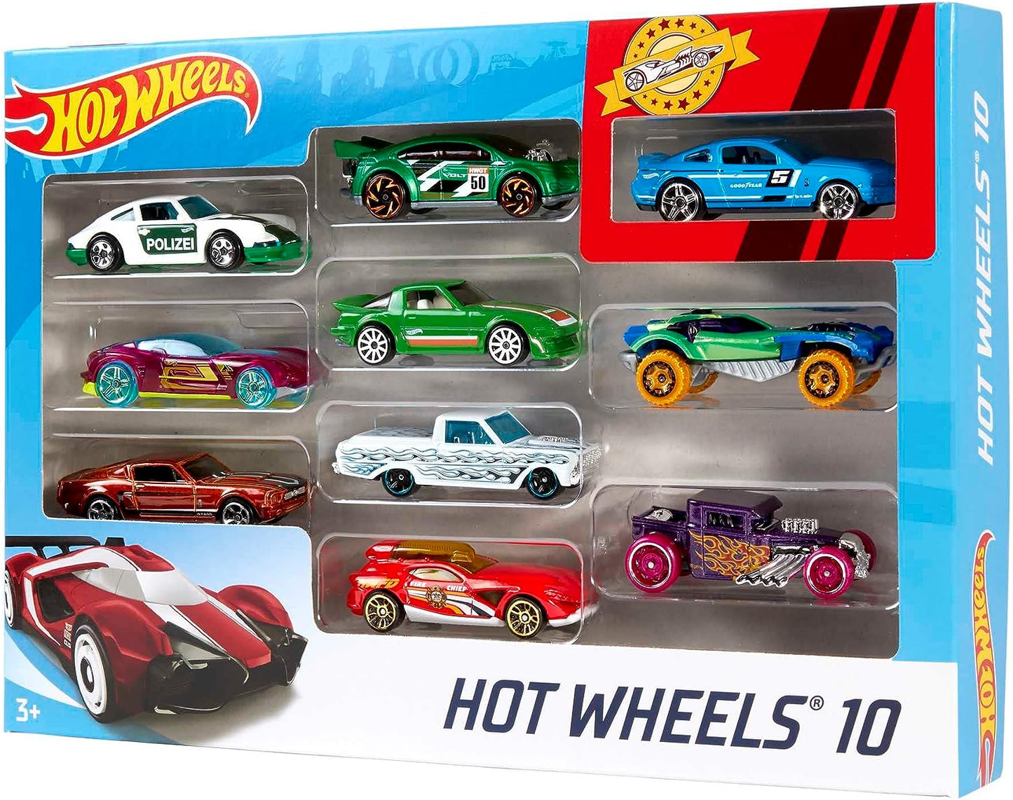 Hot Wheels Set of 10 1:64 Scale Toy Trucks and Cars for Kids and Collectors, Styles May Vary (Amazon Exclusive)