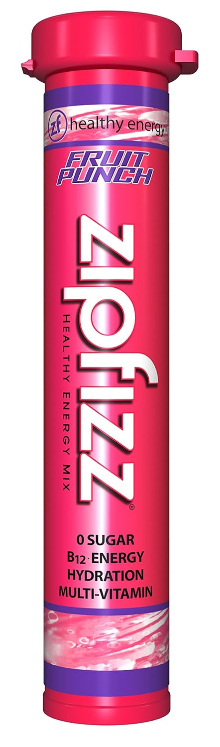 Zipfizz Energy Drink Mix, Electrolyte Hydration Powder with B12, Antioxidants, Electrolytes and Multi Vitamin, Fruit Punch (Pack of 20)