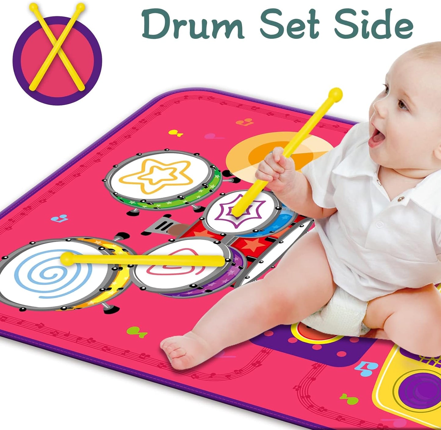 PRAGYM 1 Year Old Girl Gifts, Piano Mat Baby Toys for 1 Year Old Girl, 2 in 1 Toddler Music Mat with Keyboard & Drum, Early Educational Musical Toys First Birthday Gifts for 1 2 Year Old Girls & Boys