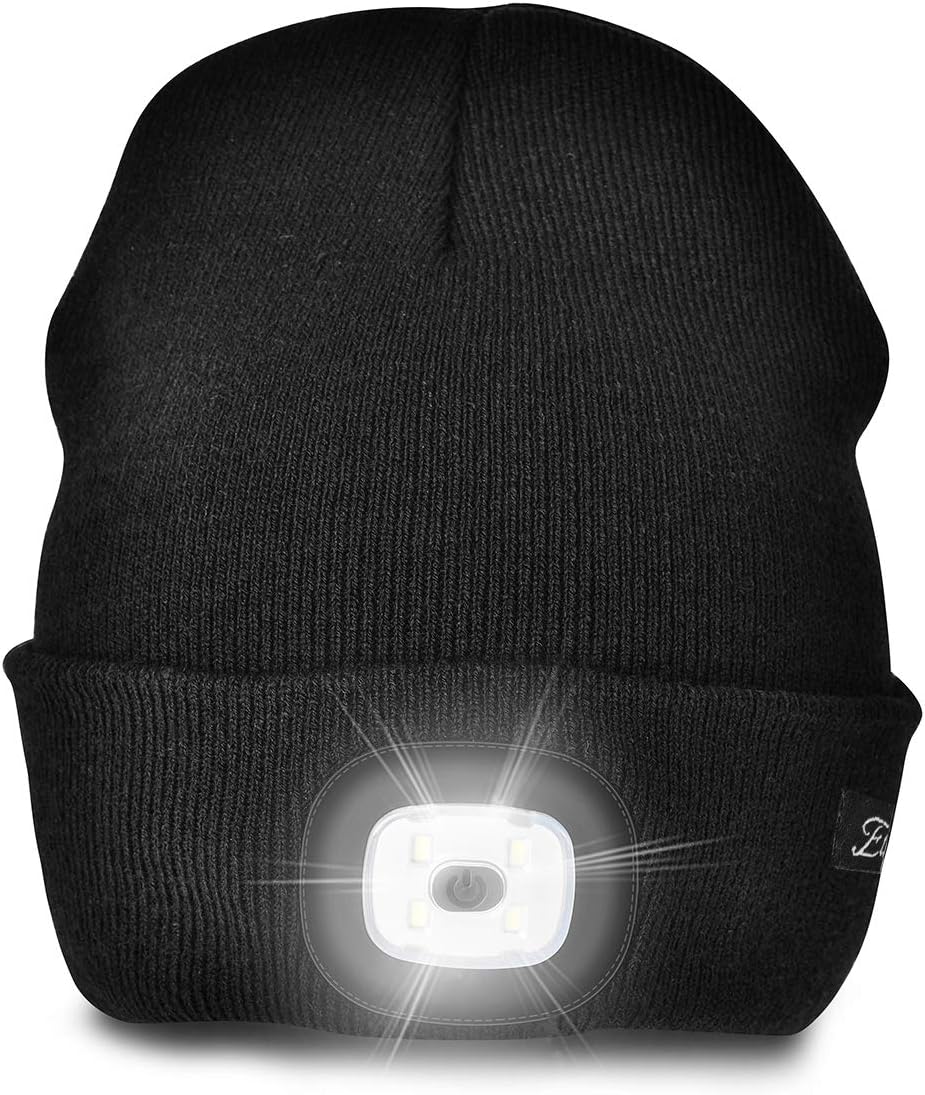 Etsfmoa Unisex Beanie with The Light Gifts for Men Dad Father USB Rechargeable Caps