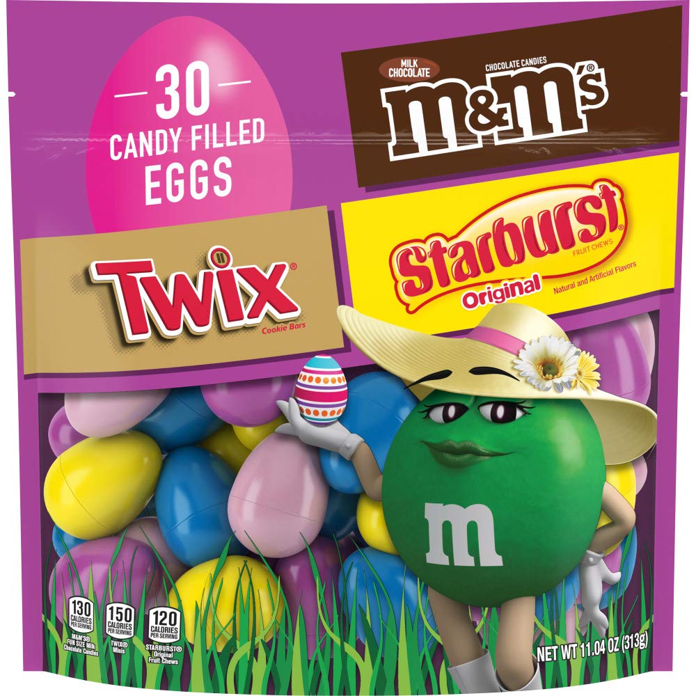 Mars M&M'S, TWIX & STARBURST Candy-Filled Easter Eggs Bag, 11.04 oz, 30 Count