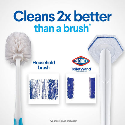 Clorox ToiletWand Disposable Toilet Cleaning Kit, Brush, Bathroom Cleaning System with Storage Caddy and 6 Disinfecting Refill Heads (Package May Vary)