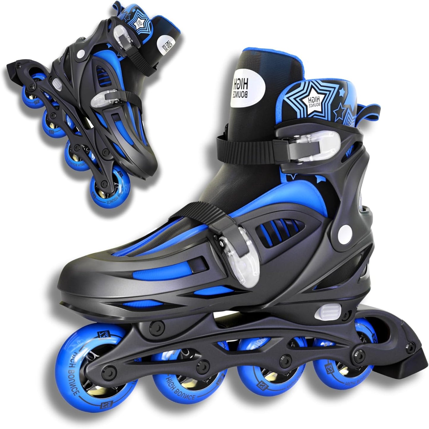 Inline Skates for Girls and Boys, Roller Skates with Gel Wheels Adjustable Sizing for Adults and Kids, Inline Skates for Adult Female, Male, Lightweight Roller Skates, High Bounce