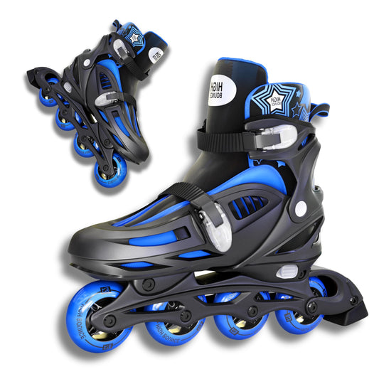 Inline Skates for Girls and Boys, Roller Skates with Gel Wheels Adjustable Sizing for Adults and Kids, Inline Skates for Adult Female, Male, Lightweight Roller Skates, High Bounce