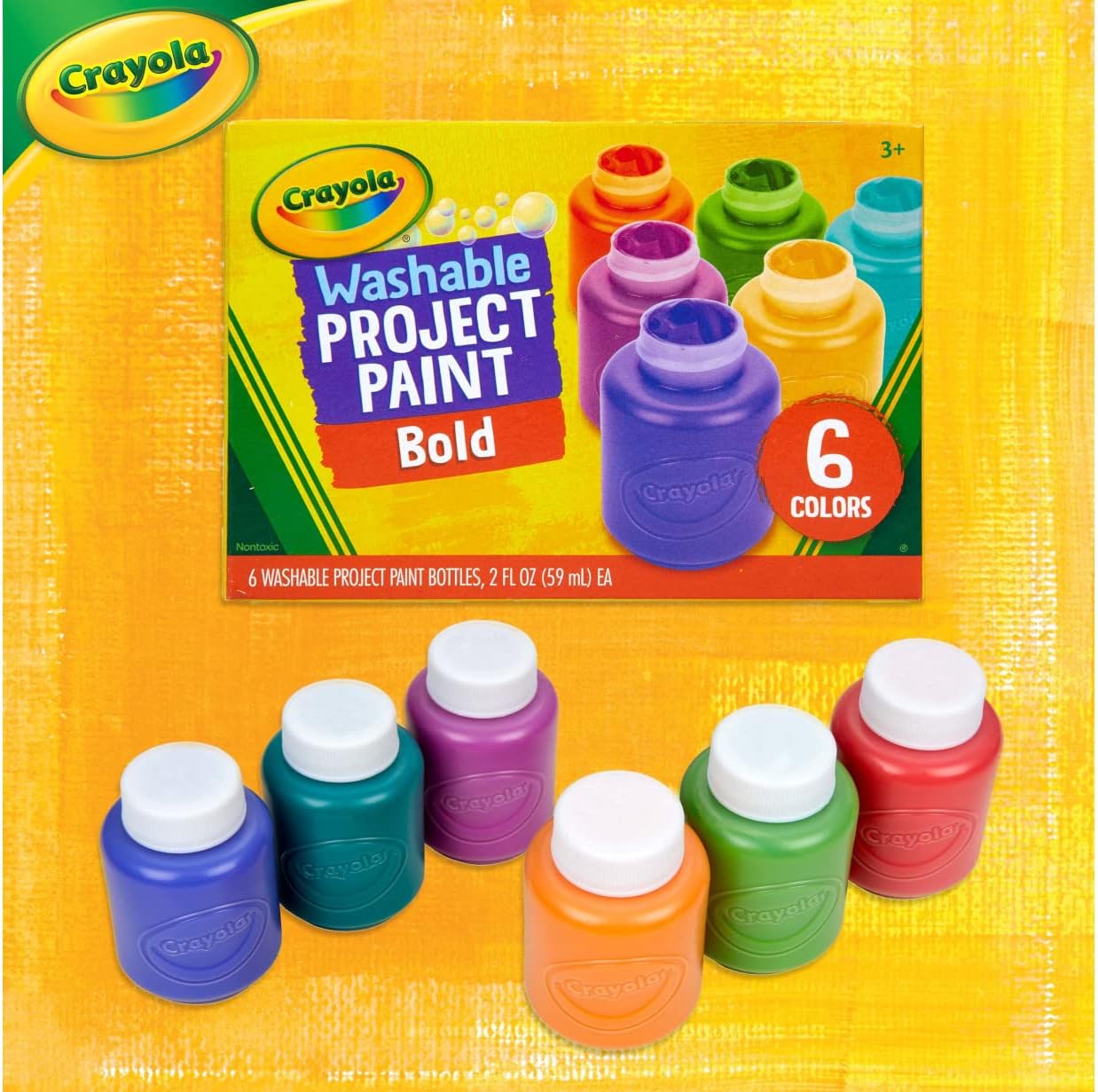 Crayola Washable Kids Paint, Assorted Bold Colors, Painting Supplies, 6 Count