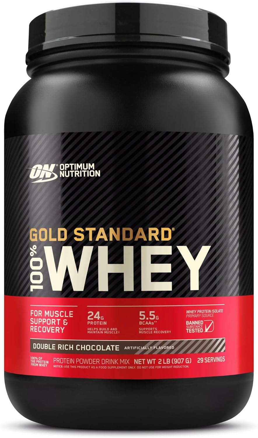 Optimum Nutrition Gold Standard 100% Whey Protein Powder, Double Rich Chocolate, 2 Pound (Packaging May Vary)