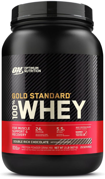 Optimum Nutrition Gold Standard 100% Whey Protein Powder, Double Rich Chocolate, 2 Pound (Packaging May Vary)