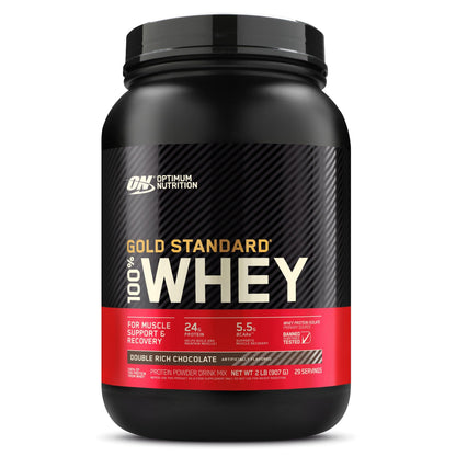 Optimum Nutrition Gold Standard 100% Whey Protein Powder, Double Rich Chocolate, 2 Pound (Packaging May Vary)