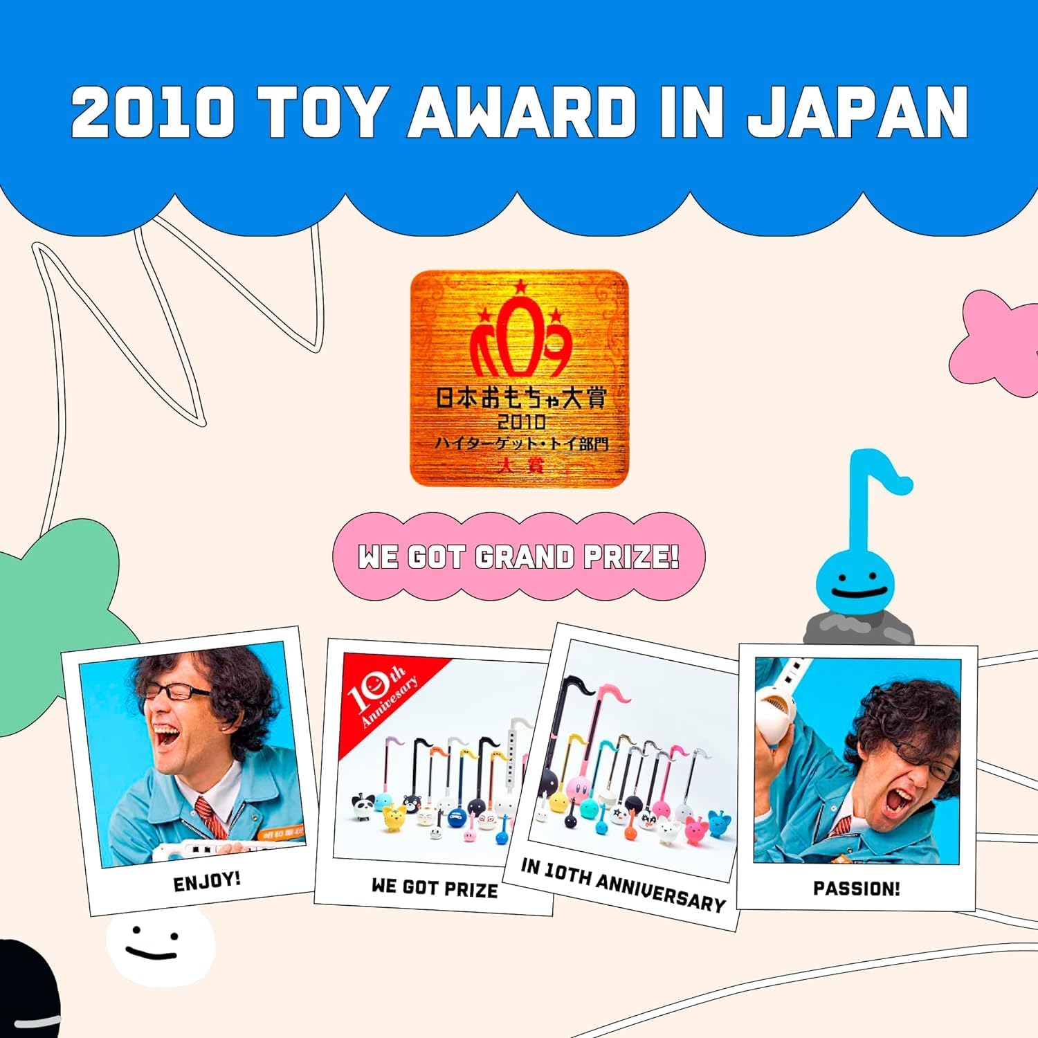 Otamatone Japanese Electronic Musical Instrument Portable Music Synthesizer from Japan by Maywa Denki Studio Award Winning, Educational Fun Gift for Children, Teens & Adults - White