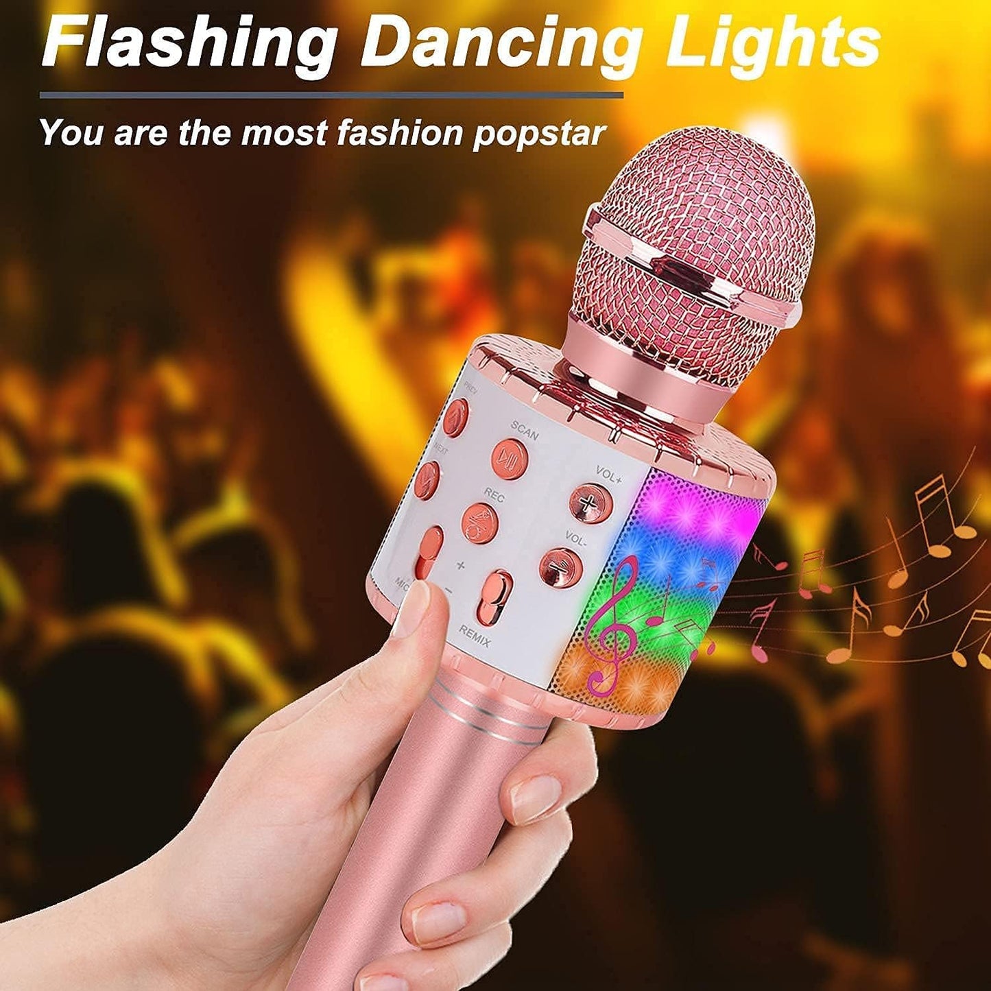 Toys for Girls Karaoke Microphone - Portable Wireless Bluetooth Karaoke Mic Machine with Flashlights, 3 4 5 Year Old Girl Birthday Gifts,Kids Toys for 6 7 8 9 10 Year Old Girl Stuff Teen