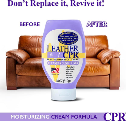 Leather CPR | 2-in-1 Leather Cleaner & Leather Conditioner (18oz) | Cleans, Restores, Conditions, & Protects Furniture, Car Seats, Purses, Shoes, Boots, Saddles/Tack, Jackets, & Auto